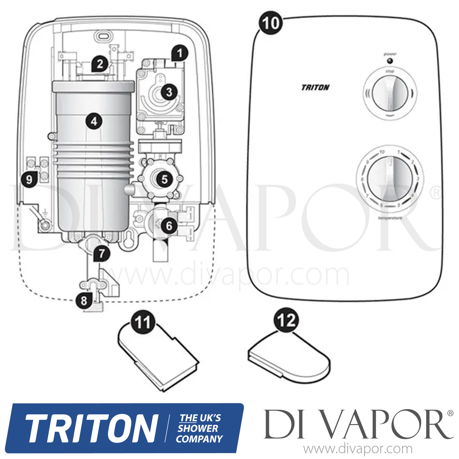 Triton Riba Electric Shower Spare Parts Tr Dv 180